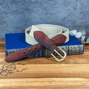 Vintage Coach Men’s Belt Style #3880 – Brown Leather & Fabric, Brass Buckle, 38"